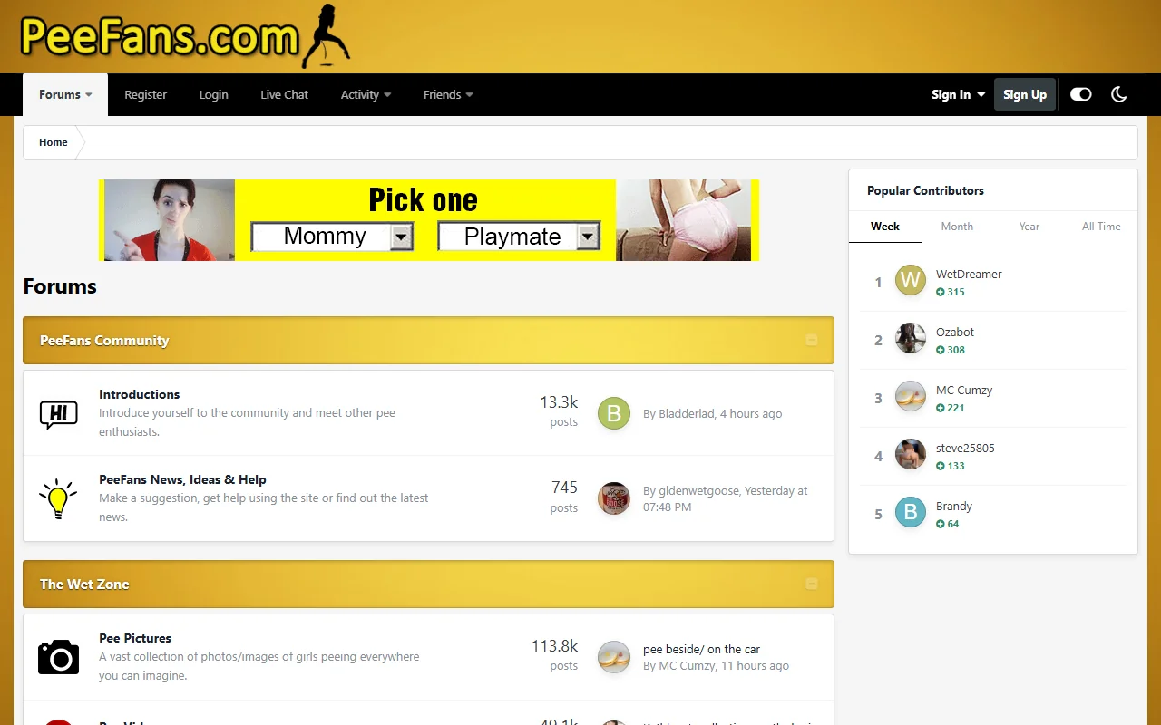 Screenshot of Peefans